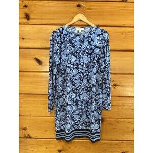 Michael Kors Sheath Dress Navy Blue & Periwinkle Floral Size M